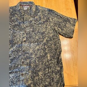 Columbia Outdoor Printed Button Up Short Sleeve Shirt 2XL Grey/Blue Used/Great